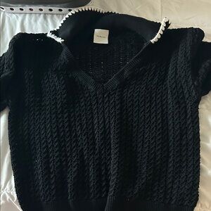 Varley black knit polo top size L
